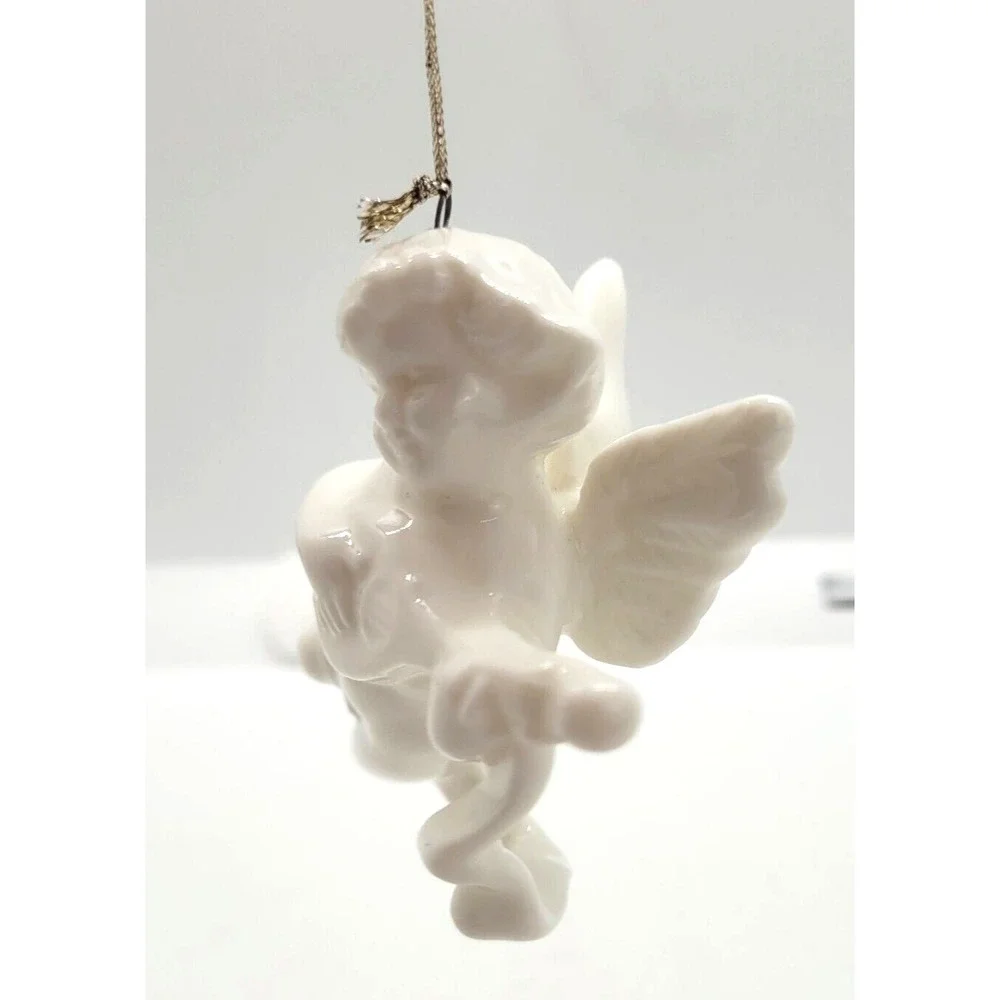 Vintage Christmas Ornament Cherub With Violin Ceramic